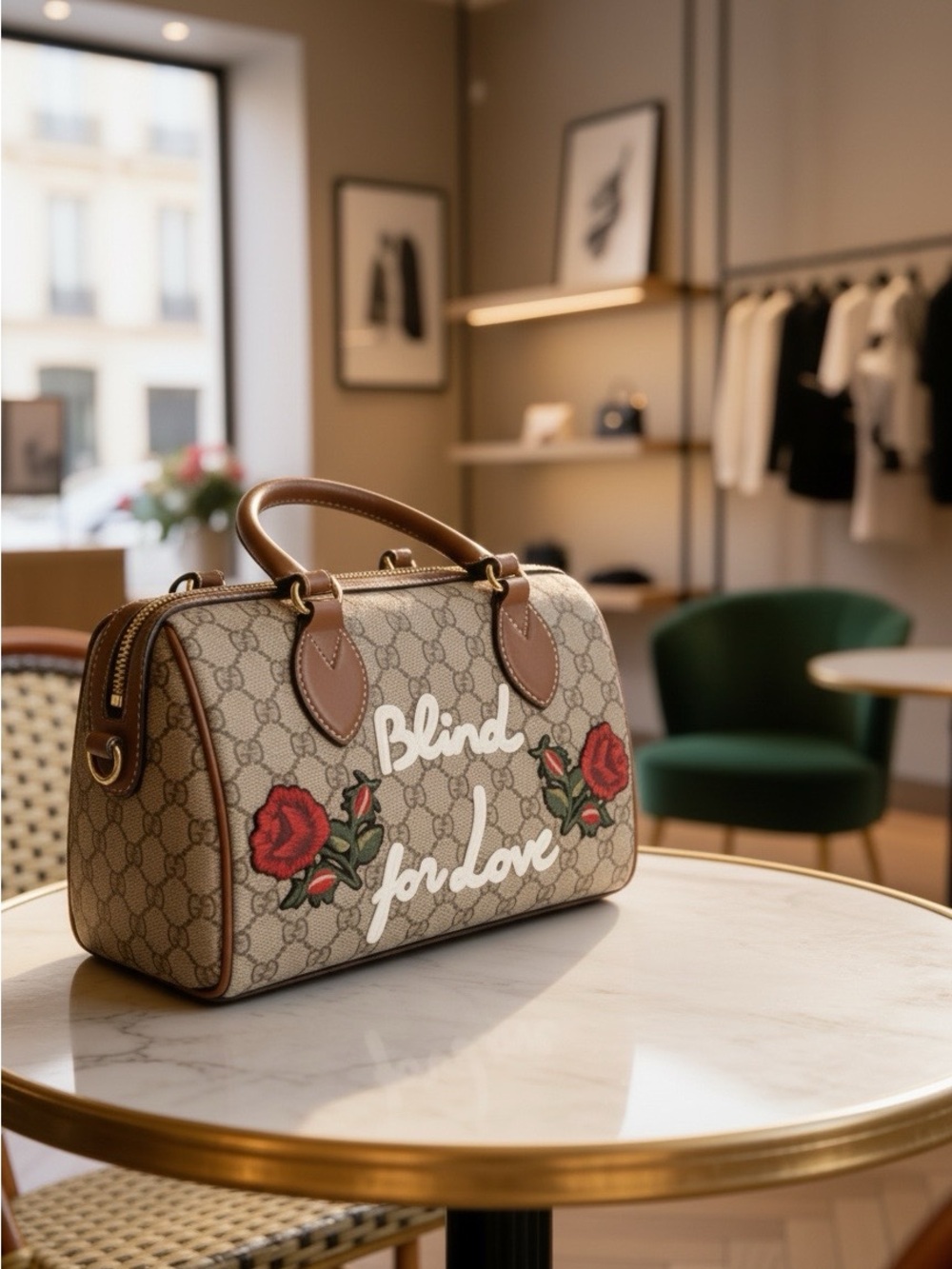 New Gucci GG Supreme Blind For Love Small Boston Bag